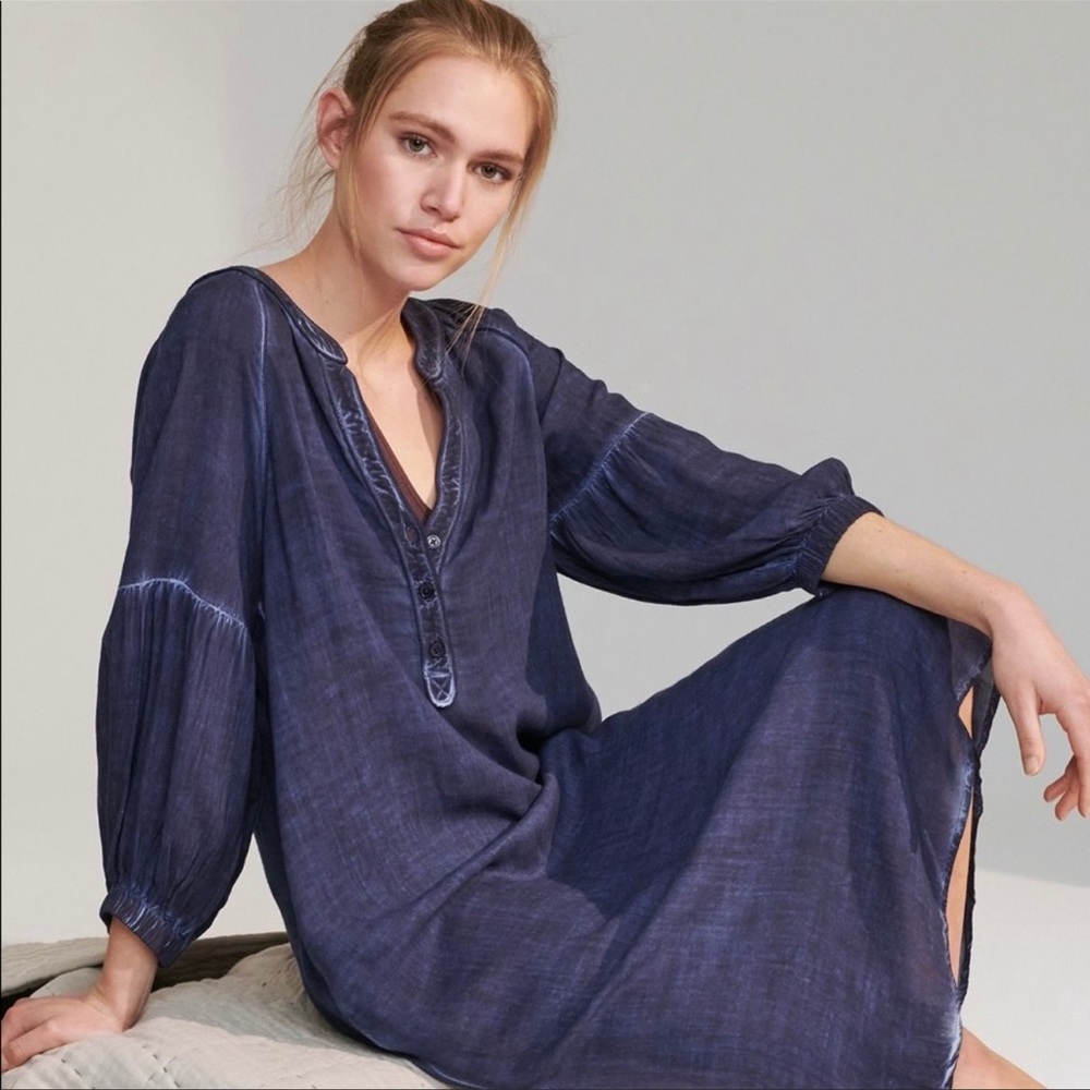 Anthropologie Luna Navy Midi Dress sz M